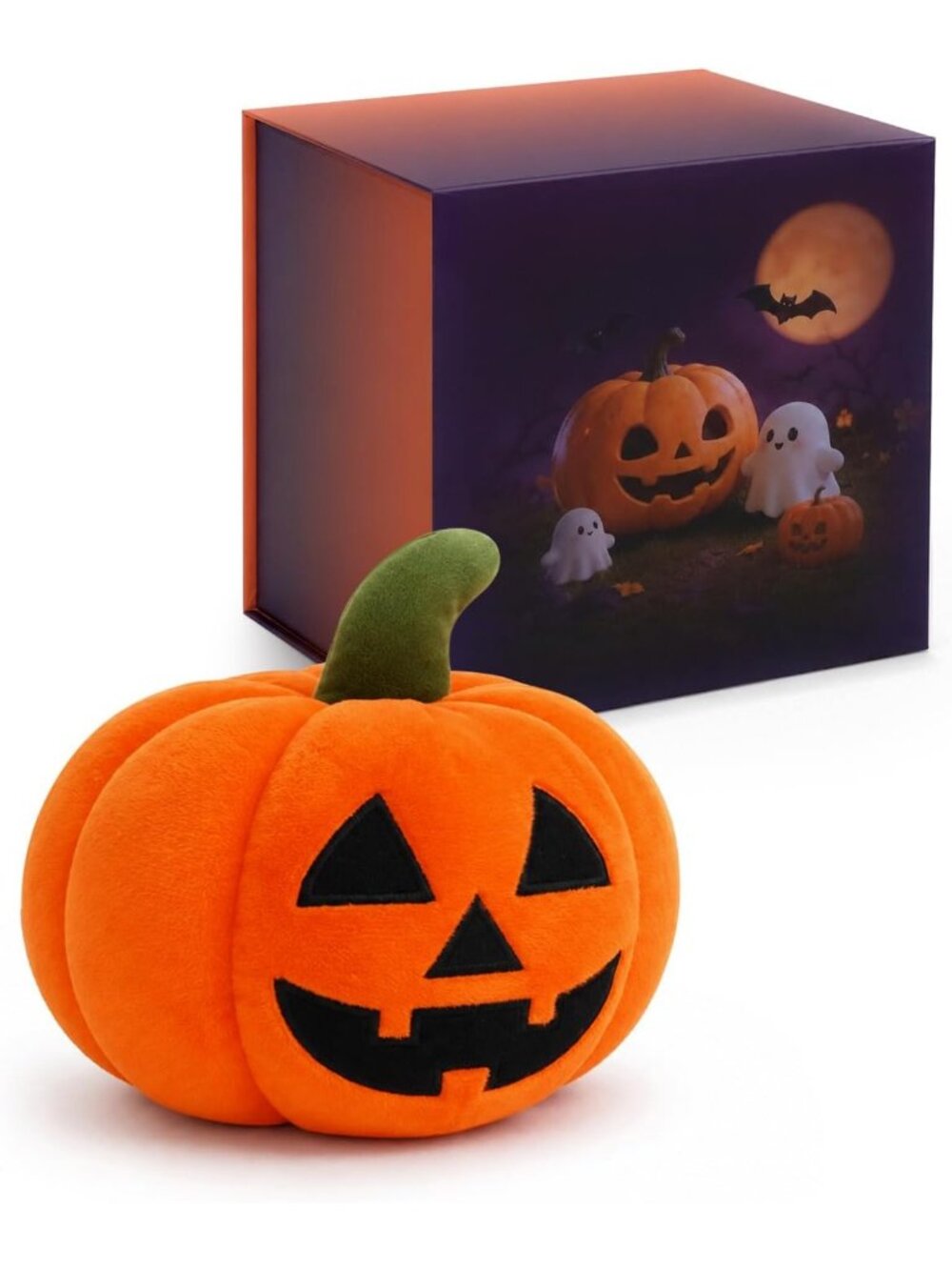 Orange 6.69 Halloween Decoration Bat Plush Stuffed Animal Gift Box Cute Soft Toy
